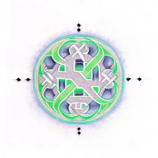 A stylized depiction of the 4chan logo surrounded by binary code tattoo design idea