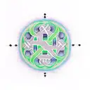 A stylized depiction of the 4chan logo surrounded by binary code tattoo design idea