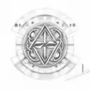 A stylized depiction of the 4chan logo surrounded by binary code tattoo design idea