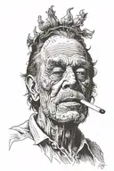 charles bukowski smoking tattoo design idea