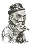 charles bukowski smoking tattoo design idea