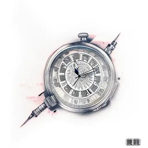 broken watch tattoo design idea