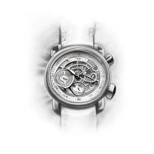 broken watch tattoo design idea