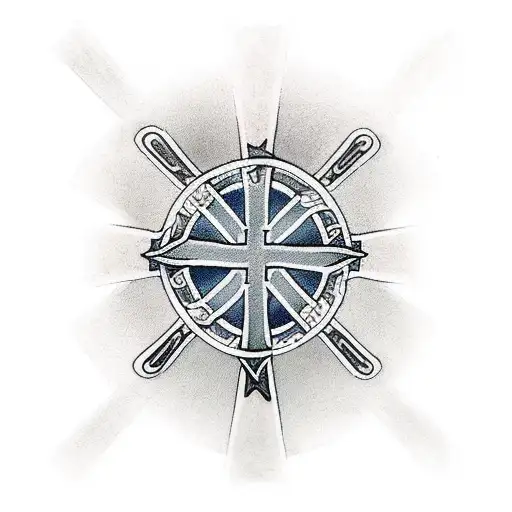 Philippians 4:13 across a Celtic cross with body armour around it tattoo design idea