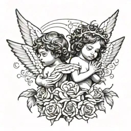cherub and jesus christ tattoo design idea