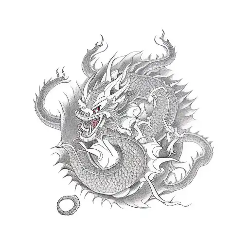 Demon and Dragon tattoo design idea