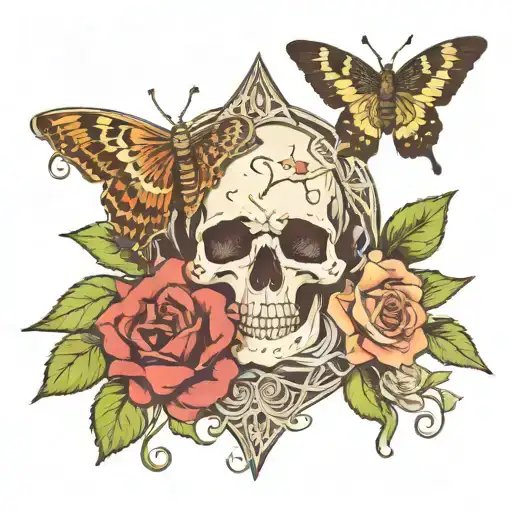 skulls flora book nerd the lovers tarot card  moth lace moon are sleeve tattoo design idea