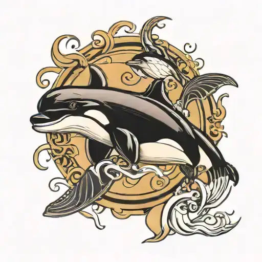 orca leaping tattoo design idea
