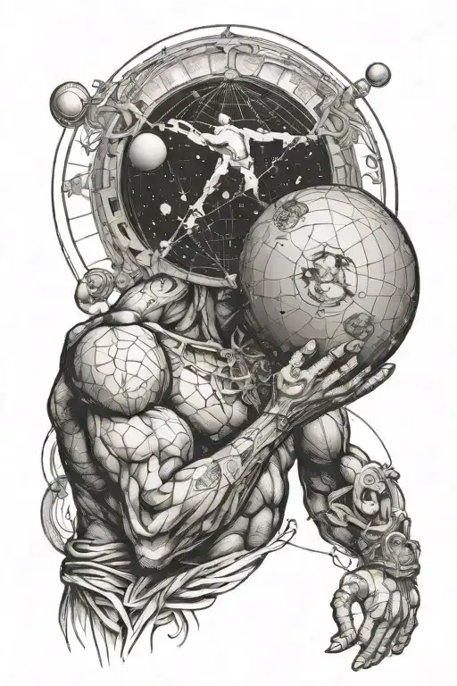 atlas holding the celestial sphere tattoo design idea