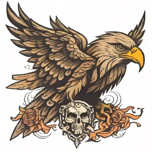 eagle and human face made tattoo design idea