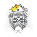 firefighter in smoke layer, dramatic and dark. station SOHO name on helmet tattoo design idea