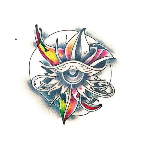 floral themed elbow ditch filler tattoo sun morph  American traditional tattoo design idea