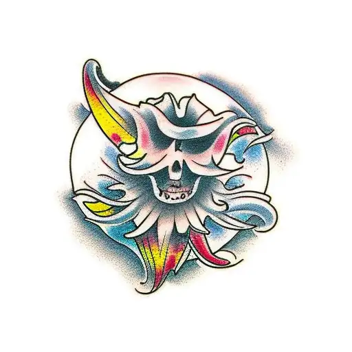 floral themed elbow ditch filler tattoo sun morph  American traditional light theme tattoo design idea