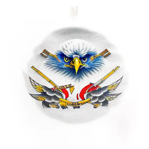 Eagle with Rifle tattoo design idea