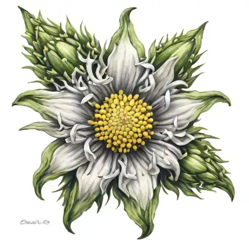 edelweiss flower tattoo design idea