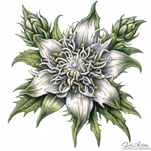 edelweiss flower tattoo design idea