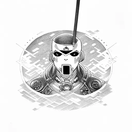 Katana, anime, cyberpunk tattoo design idea