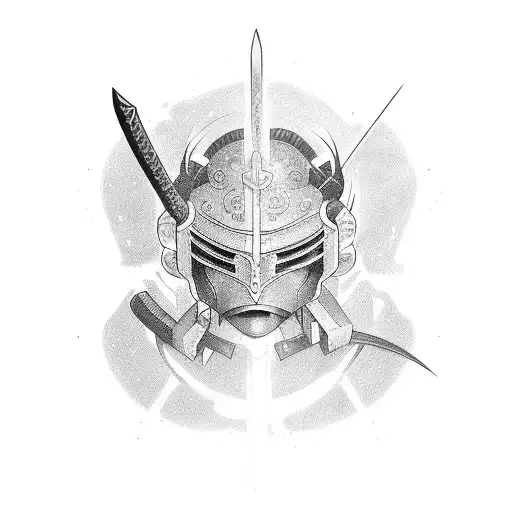 Katana, anime, cyberpunk tattoo design idea