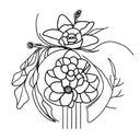 The grand teton mountains outline, with forget me not flowers and sagebrush branches tattoo design idea