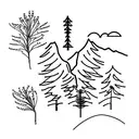 The grand teton mountains outline, with forget me not flowers and sagebrush branches tattoo design idea