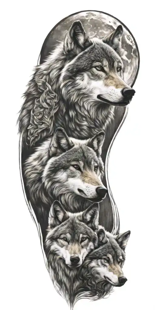 represent father son wolf tattoo design idea