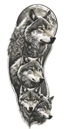 represent father son wolf tattoo design idea