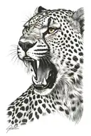 white eyes cheetah roaring fiercely tattoo design idea