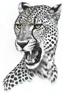 white eyes cheetah roaring fiercely tattoo design idea