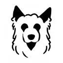 bichon frise and black german shepherd sitting besides eachother, taken from the back tattoo design idea