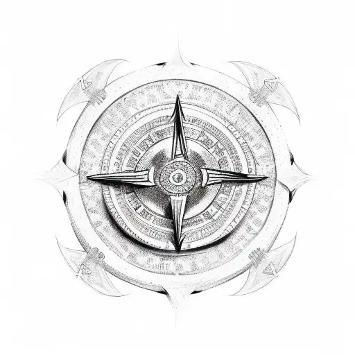 Sketch-style tattoo of a Viking compass with intricate details tattoo design idea