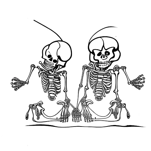 Two skeletons holding hands tattoo design idea