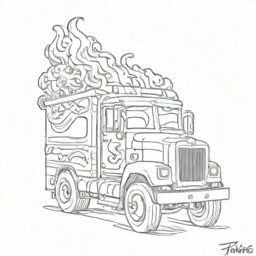 flames truck baby mack tattoo design idea