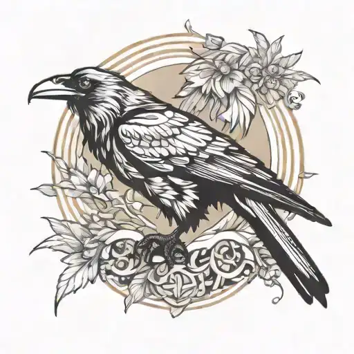 and odin ravens tattoo design idea