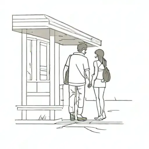 Lovers at a bus stop sign tattoo design idea