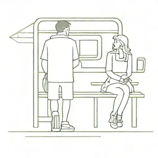 Lovers at a bus stop tattoo design idea