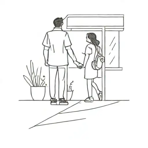 Lovers at a bus stop tattoo design idea