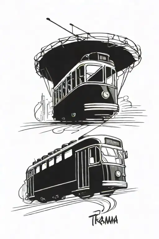 tram and bus tattoo design idea