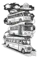 tram and bus tattoo design idea