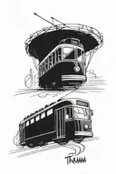 tram and bus tattoo design idea