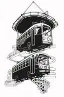 tram and bus tattoo design idea