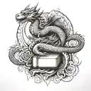books and kawaii dragon, mandala design inspired tattoo featuring tattoo design idea