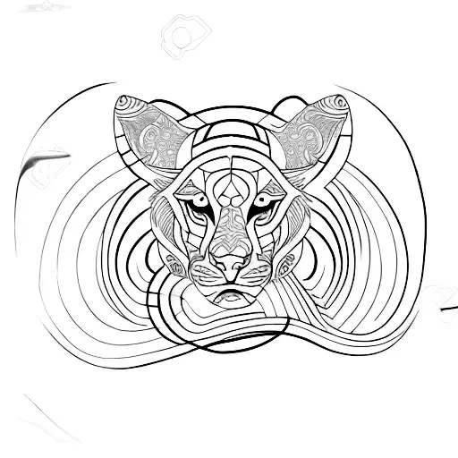 Tattoo with lines, zodiac sign Leo tattoo design idea
