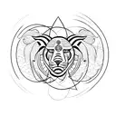 Tattoo with lines, zodiac sign Leo tattoo design idea