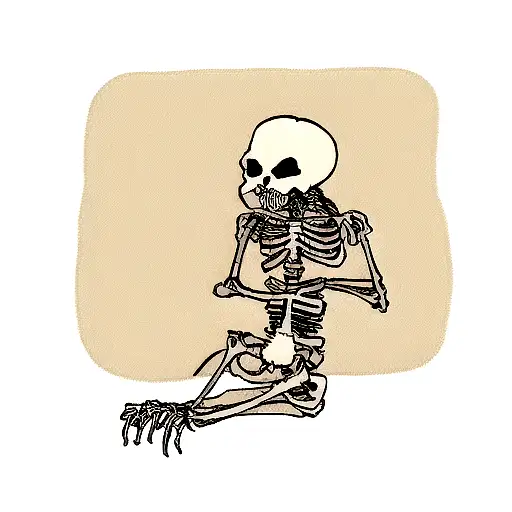 praying skeleton  tattoo design idea