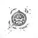 Skyrim imperial symbol reverse ink splatter tattoo design idea