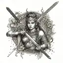 mystical warrior princess with a mystical katana tattoo design idea