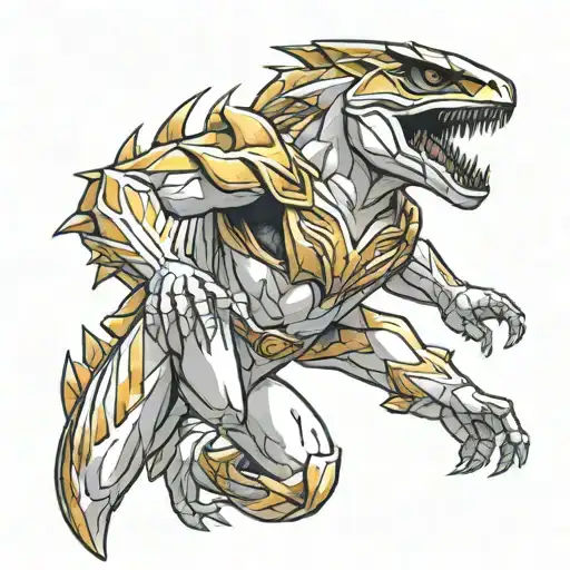 white Power ranger dino thunder  tattoo design idea