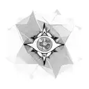 a yin-yang above three Kanji: love, hate and sacrifice with ink intertwined between each Kanji, all in a diamond point tattoo design idea