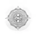 a yin-yang above three Kanji: love, hate and sacrifice with ink intertwined between each Kanji, all in a diamond point tattoo design idea