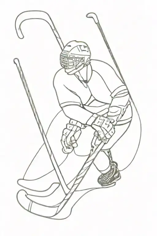 hockey stick and jersey tattoo design idea
